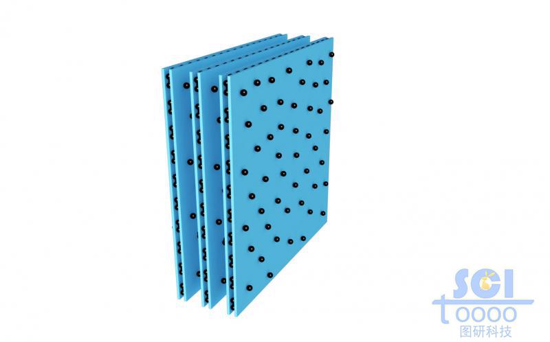 氧化鈦TiO2與石墨烯的三明治夾心層表層帶雜質顆粒